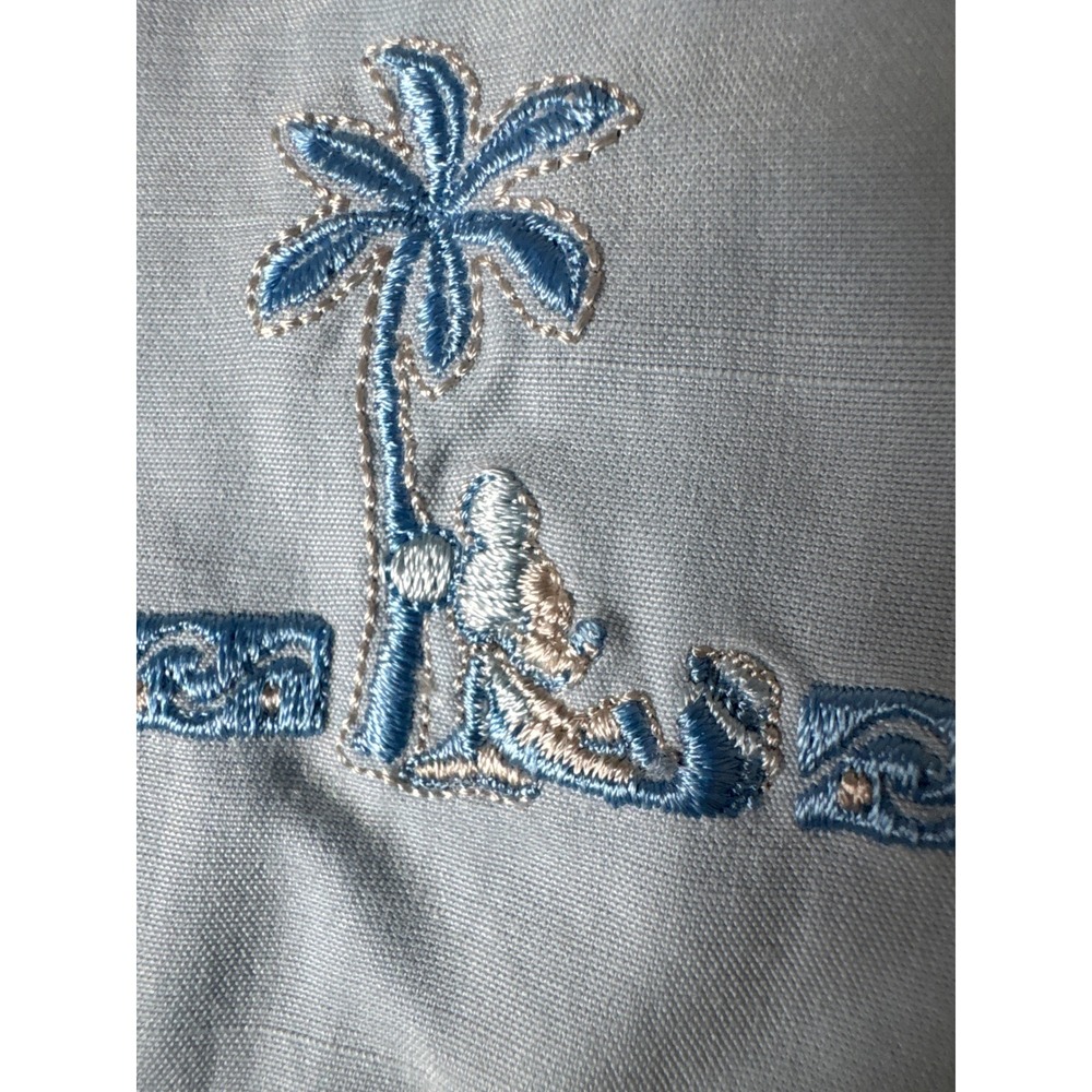 Disney Mens Blue Embroidered Palm Tree Shirt